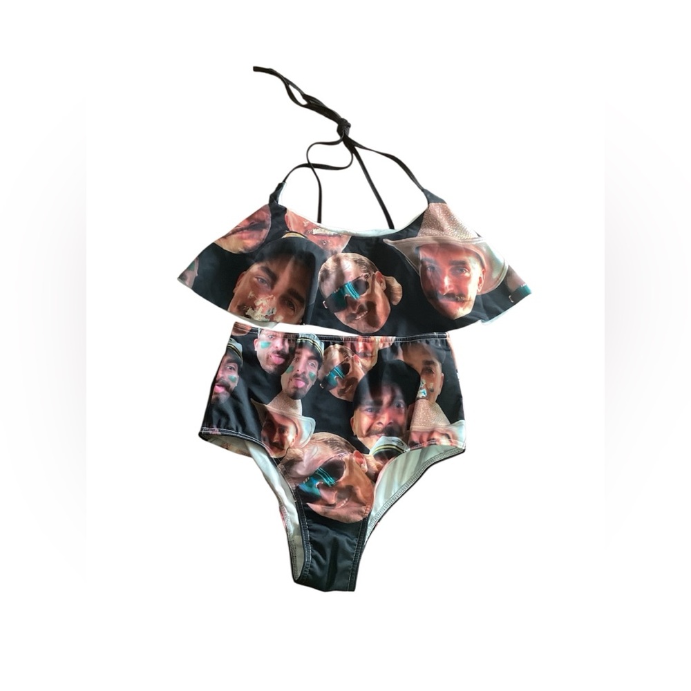 Make-Me Surprise Custom Face Bikini Swimsuit Black High Waist Two Piece Set M - Picture 1 of 5